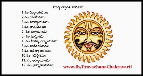 Chodavaramnet List Of Names Of Lord Suryas Twelve Names Surya