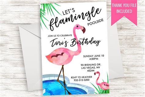 Lets Flamingle Invitation Invite Poolside Party Digital Etsy Poolside Party Glamping