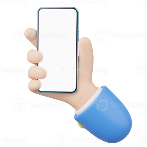 3d Human Hand Holding Mobile Phone Icon Businessman Wearing Suit With