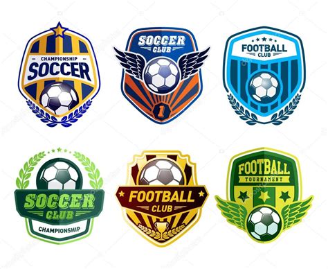 Set Of Soccer Football Crests And Logo Emblem Designs Stock Vector