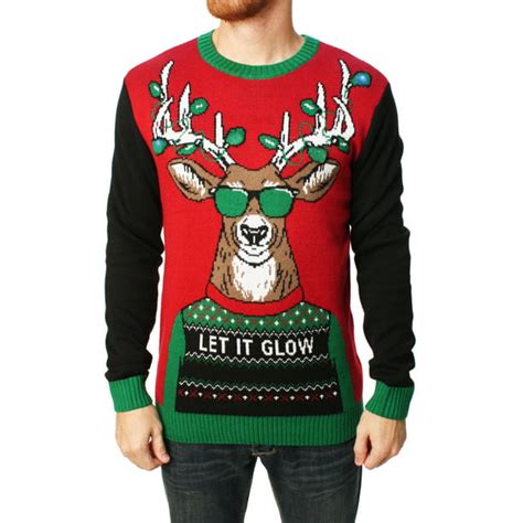 Ugly Christmas Sweater Ugly Christmas Sweater Men S Led Light Up Let It Glow Sweater Walmart
