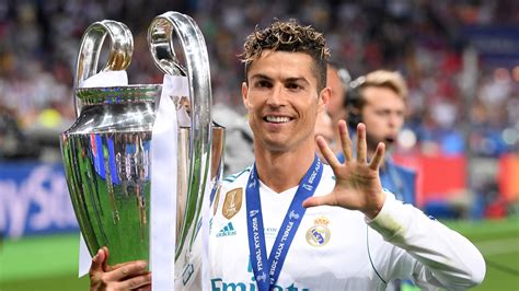Cristiano Ronaldo Cr7 With Cup In Blur Stadium Background Is Wearing