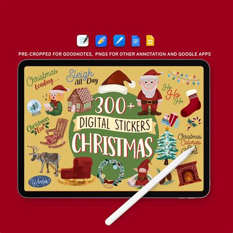 Christmas Digital Sticker Pack 300 Png Digital Planner Etsy