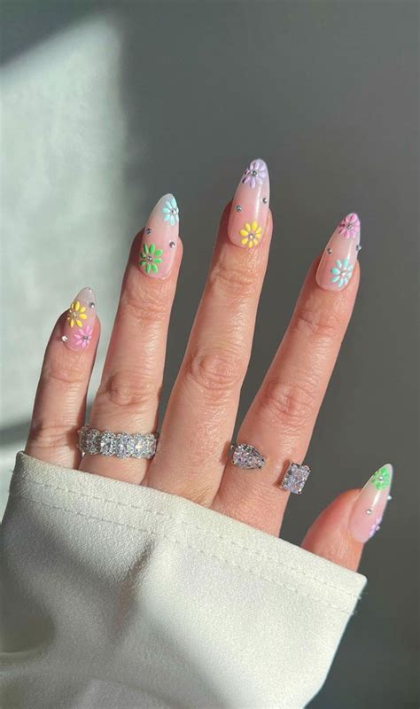 Almond Nails For A Cute Spring Update Pastel Flower Nails