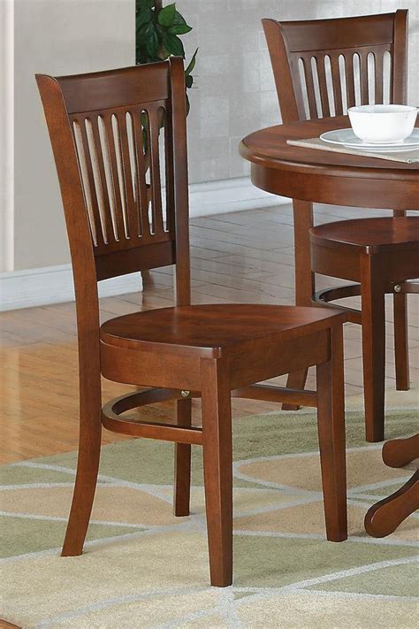 Set of 2 sturdy dinette kitchen dining chairs w/ plain wood seat in