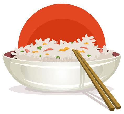 Fried Rice With Asian Chopsticks Illustration Of A Cartoon Plate Of