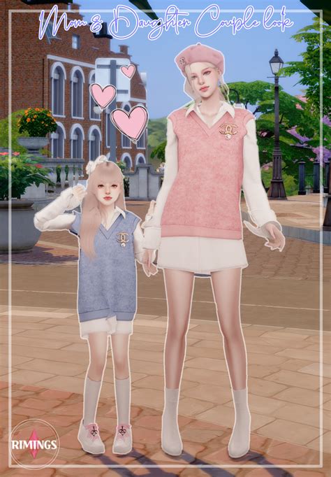 Rimings Mom And Daughter Couple Look Rimings On Patreon Sims 4
