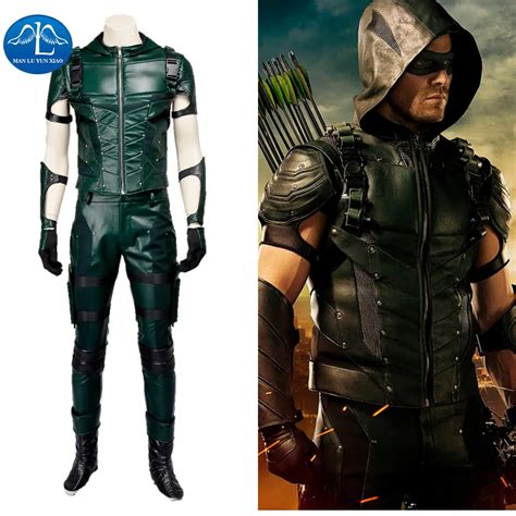 Manluyunxiao Green Arrow Oliver Queen Cosplay Costume Green Arrow