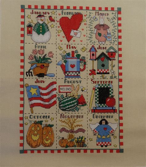 New Completed Cross Stitch Calendar Sampler | Cross stitch, Completed cross stitch, Cross stitch ...