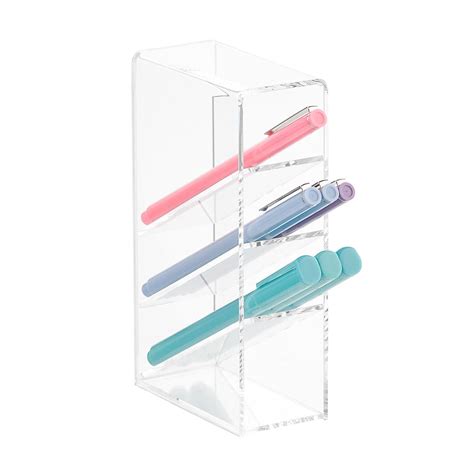 Slanted 4 Section Acrylic Pen Holder The Container Store