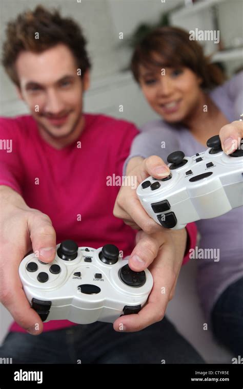 Young People Playing Computer Games Stock Photo Alamy