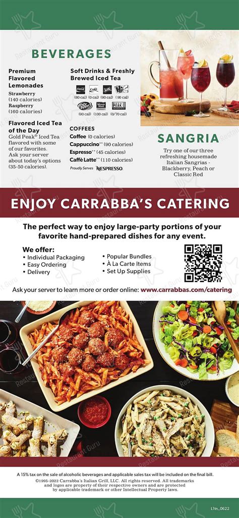 Menu At Carrabbas Italian Grill Restaurant Nashville