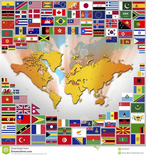 Worldwide National Flags Map Of The World Stock Images Image 34652544