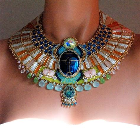 Aether Egyptian Scarab Necklace Custom Order Bead Embroidered