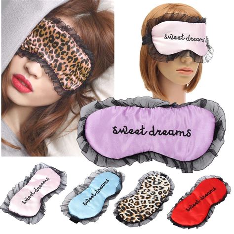 Cute Soft Silk Filled Sleeping Eye Mask Adjustable Lace Eye Shade Nap Cover Blindfold Sleeping