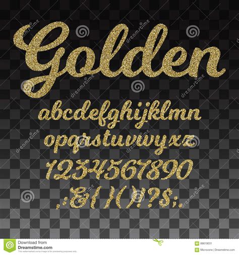 Gold Glitter Vector Font Golden Alphabet With Lowercase Letters