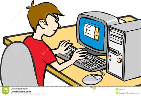 Create your own clip art using powerpoint! Boy working with computer stock vector. Illustration of ...