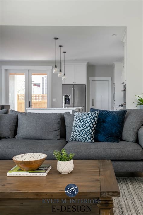 Living Room With Gray Sectional Stonington Gray Paint Color On The