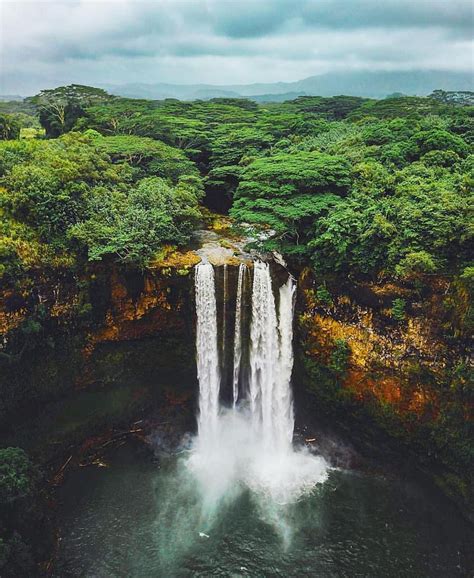 Hawaiian Islands🌴🌺 The Wailua Falls 💦 Waterfall Beautiful Places To