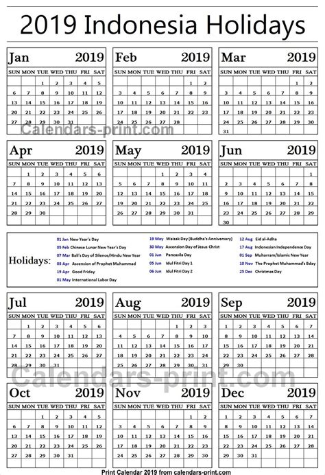 20 2019 Calendar Holidays Free Download Printable Calendar Templates ️