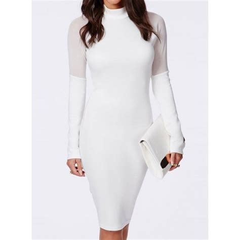 sexy turtle neck long sleeve see through solid color dress for women black white sexy turtle