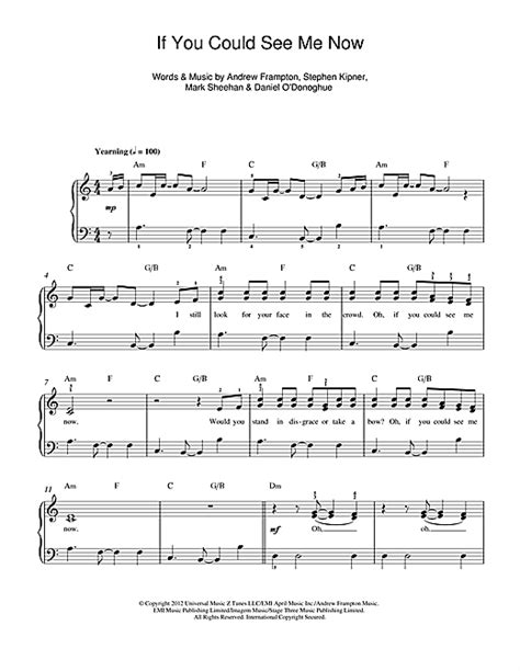 If You Could See Me Now Sheet Music By The Script Beginner Piano