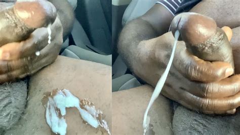 Black Guy Jerking Off Black Cock For Big Load Of Cum Black Daddy Cum In Car Moaning And Cumming
