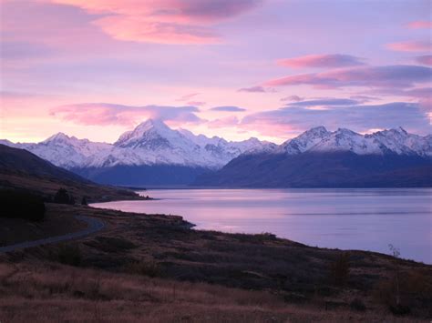 Sunset At Mount Cook Lake Pukaki On The South Island Of New Zealand