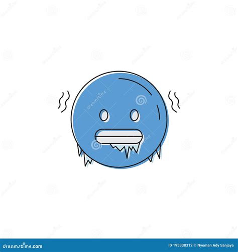 Cold Freezing Emoticon Vector Icon Symbol Emoji Isolated On White