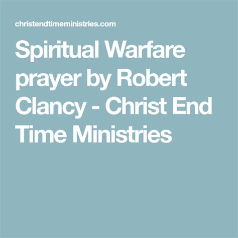 Spiritual Warfare Prayer By Robert Clancy Spiritual Warfare Prayers