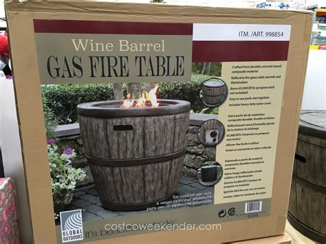 Global Outdoors Wine Barrel Gas Fire Table Costco Weekender