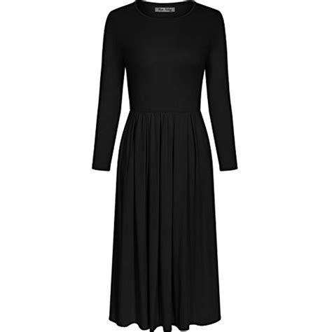 women s 3 4 sleeve a line midi pleated dress with side pockets you can get more details by