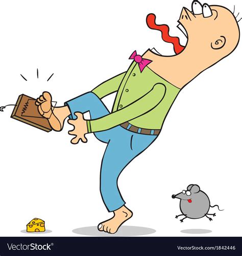 Man Caught In Mouse Trap Cartoon Royalty Free Vector Image