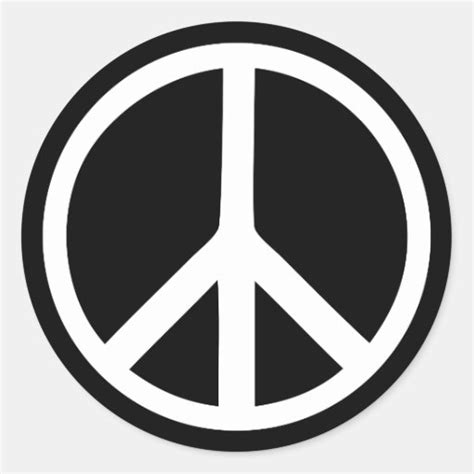 Black Peace Sign Classic Round Sticker Zazzle
