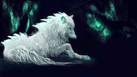 Darkness Wallpaper Wolf White Wolf Fantasy Art Imagination