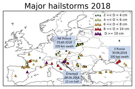 Major Hailstorms Of 2018 Across Europe European Severe Storms Laboratory