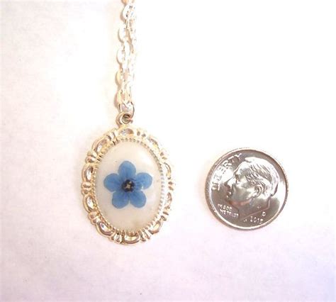 Forget Me Not Pressed Flower Filigree Silver Plated Necklace Etsy Silver Plated Necklace