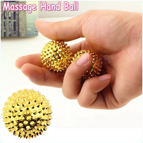 Hot Selling 2x Gold Hand And Body Acupressure Ball Magnetic Hand Palm Massage Ball Needle