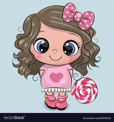 Cute Girl In A Dress And With Lollipop Royalty Free Vector