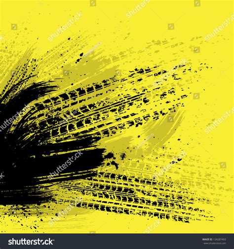 Yellow Grunge Background With Tire Tracks Stock Vector 124287493
