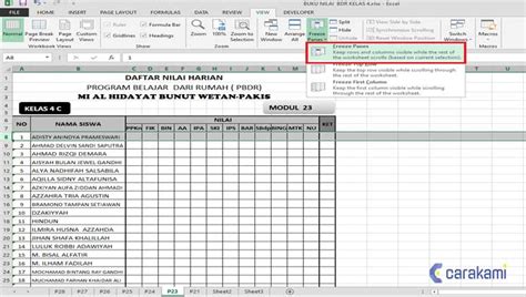 Cara Membuat Label Baris Kolom Excel Selalu Kelihatan