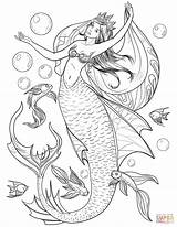 Coloring Mermaid Printable Supercoloring Drawing sketch template