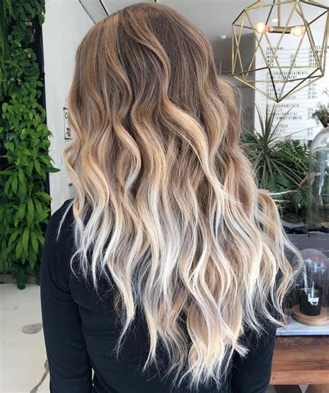 Long Layered Brown To Blonde Ombre Waves Blondeombrehair
