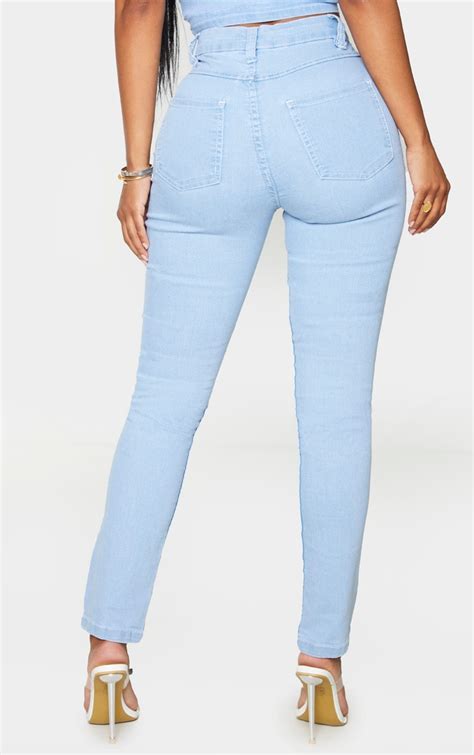 Shape Light Blue High Waist Straight Leg Jeans Prettylittlething Ca