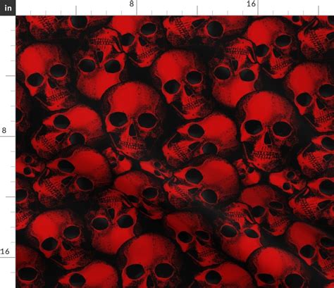 Red Skulls Fabric Spoonflower