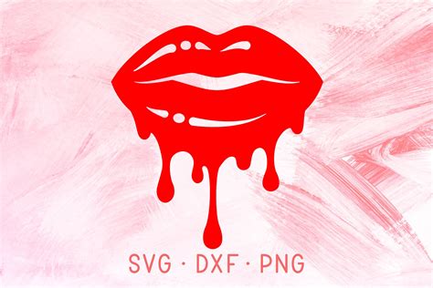 Dripping Lips Svg Dxf Png Cutting Files For Cricut Red Glossy Etsy