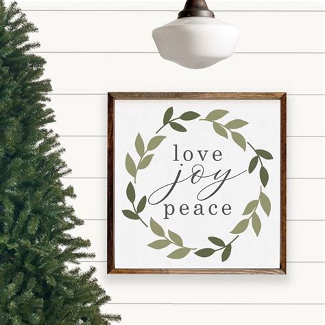 Love Joy Peace Sign Holiday Wood Sign Christmas Wood Sign Etsy