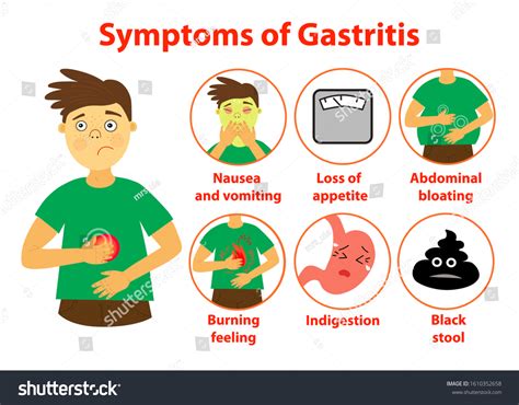 Gastritis Symptoms Infographic Digestive System Disease เวกเตอร์สต็อก