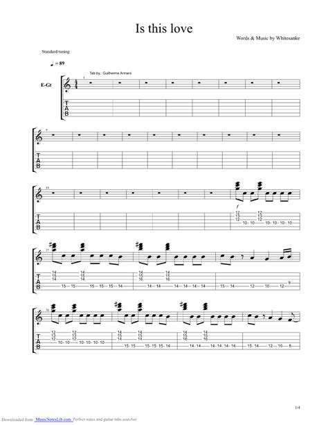 Is This Love Guitar Pro Tab By Whitesnake Musicnoteslib Com