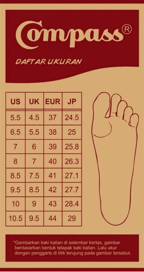 Sepatu Compass Size Chart SEPATU KITA